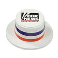 White Plastic Skimmer Hat w/ Custom Digital Printed Band & Icon on Top